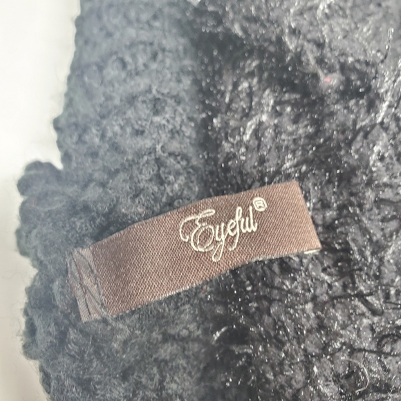 Eyeful Black Knitted Fuzzy Infinity Scarf - Picture 5 of 7